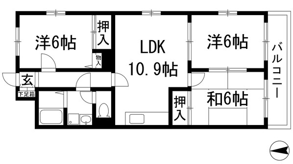 グロリオーサ甲東の物件間取画像